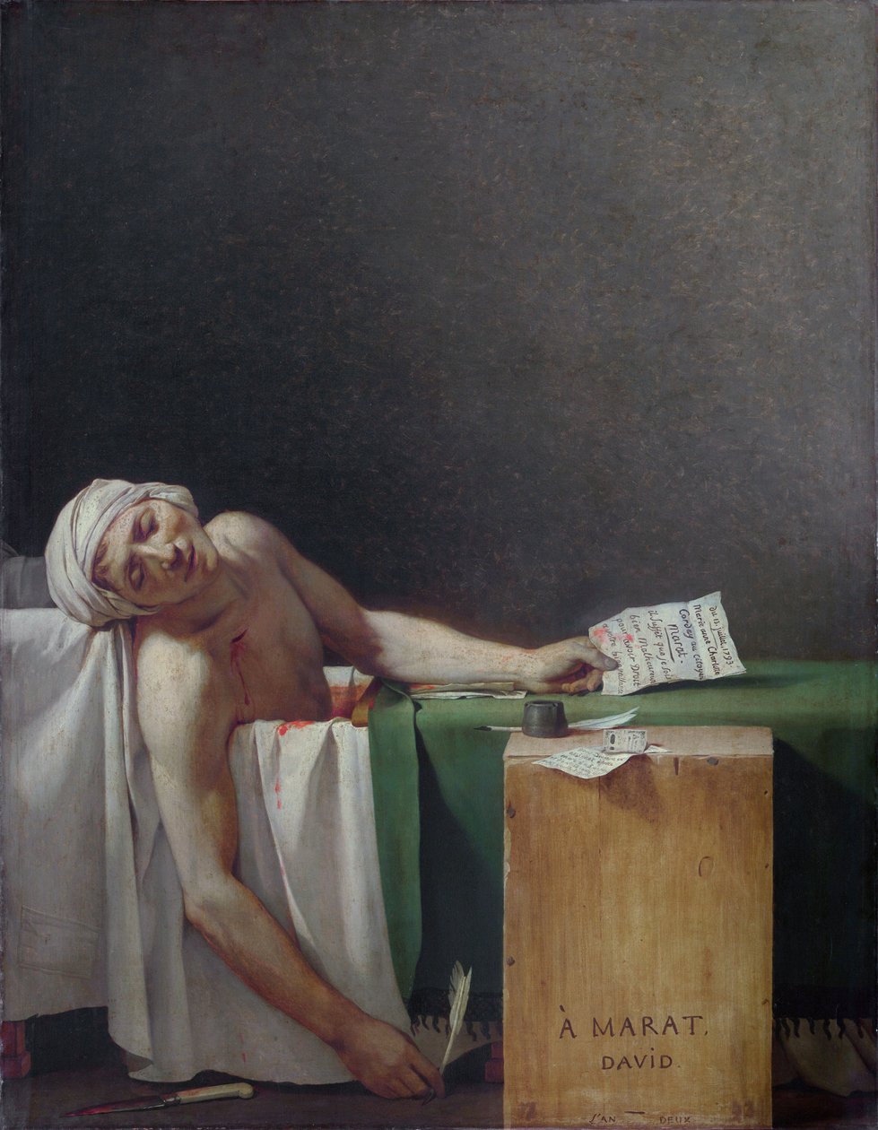 Francês:  La Mort de Marat A Morte de Marat de Jacques Louis David