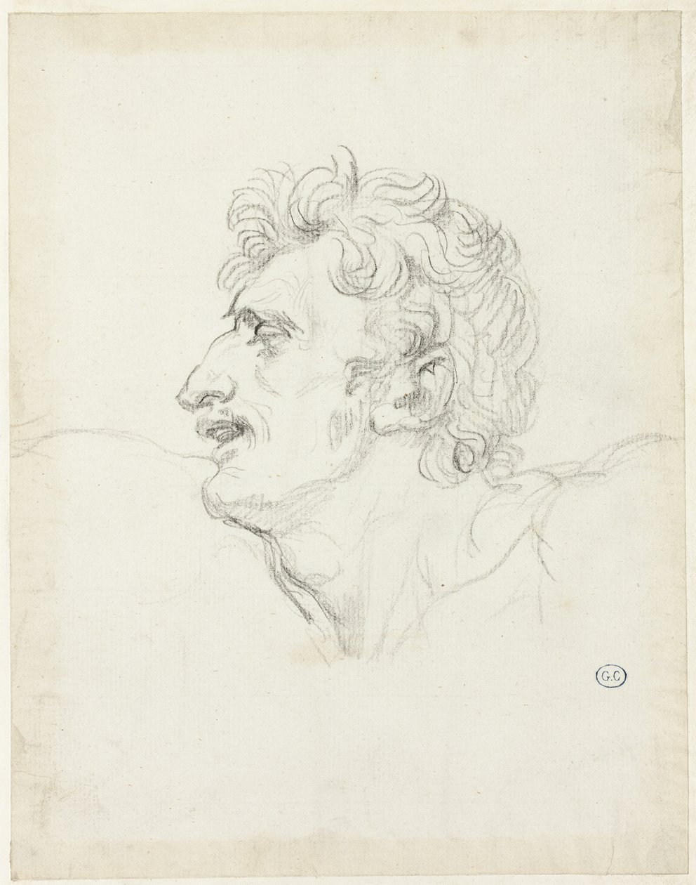 Cabeça de um homem, perfil esquerdo de Jacques Louis David