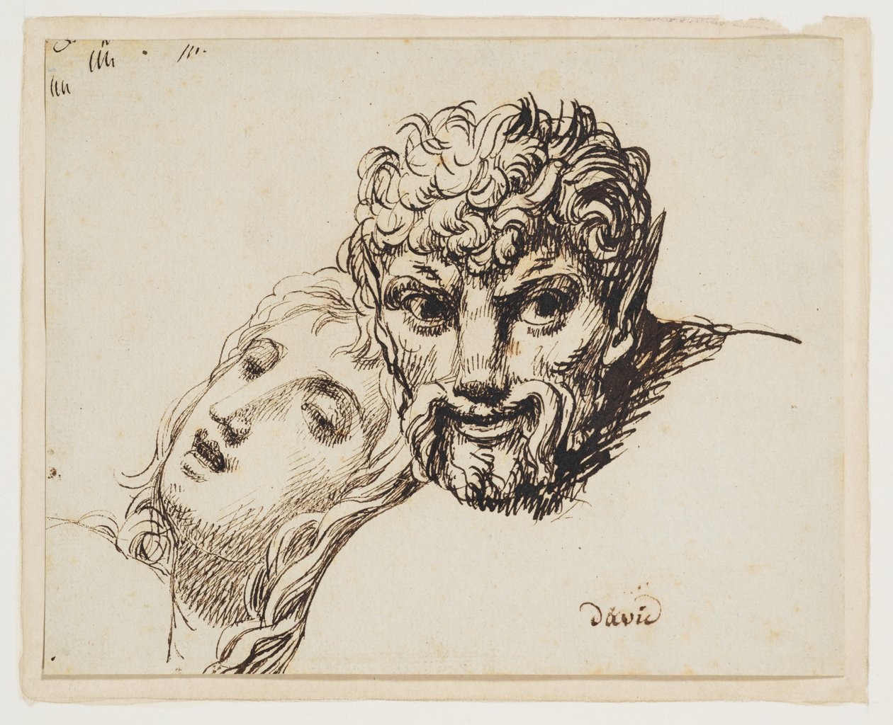 Cabeças de um fauno e de uma mulher reclinada (As cabeças de uma jovem mulher e de um fauno) de Jacques Louis David