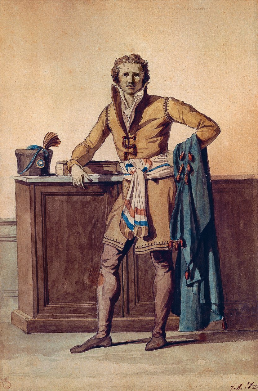 Por dentro do traje do cidadão francês (aquarela) de Jacques Louis David