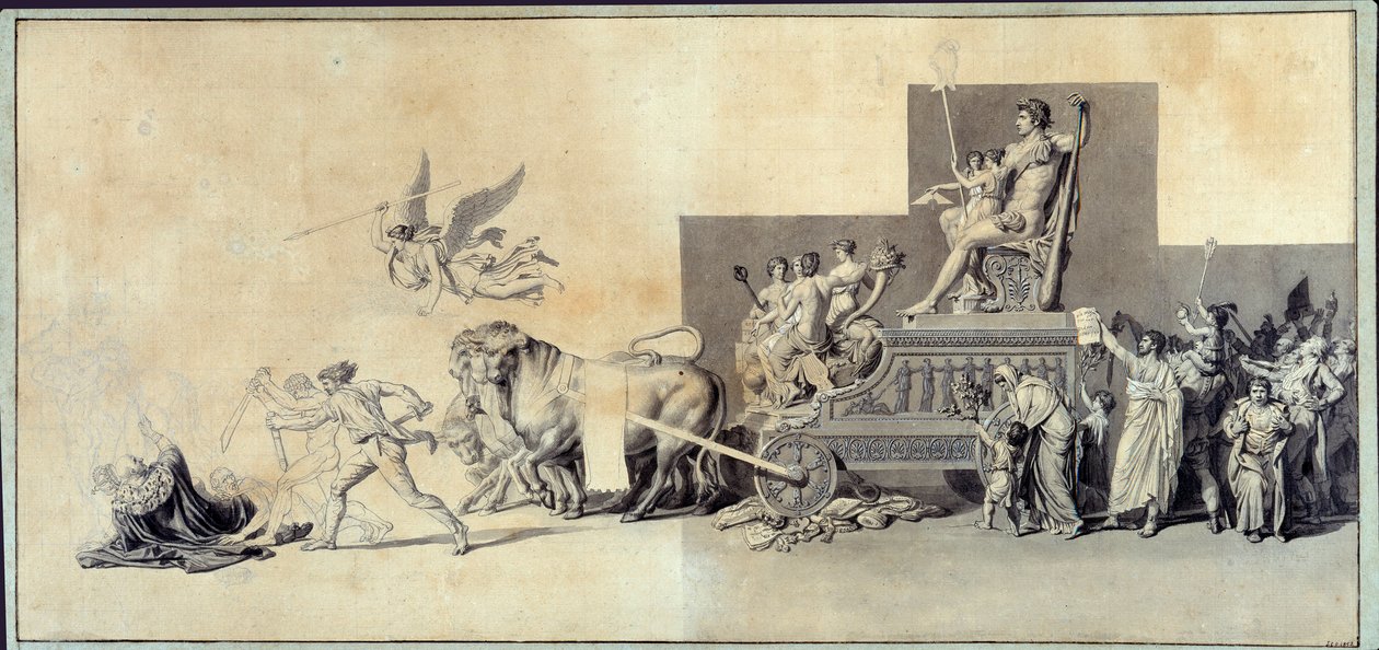 Le triumphe du peuple francais Drawing a la mine de lead by Jacques Louis David (1748-1825) 1793 Paris, Musee Carnavalet de Jacques Louis David