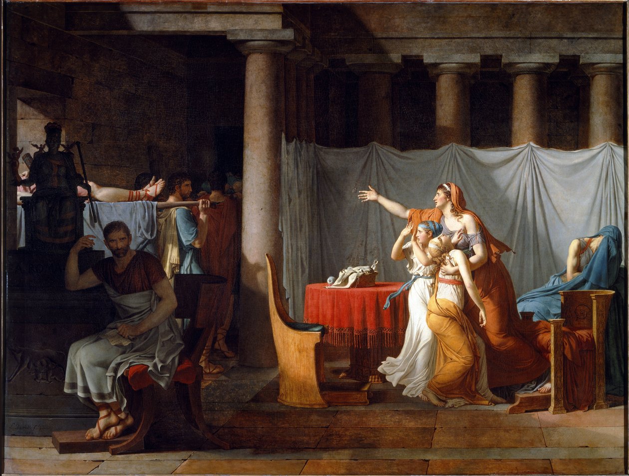 Lictors Bearing to Brutus the Bodies of his Sons - óleo sobre tela de Jacques Louis David