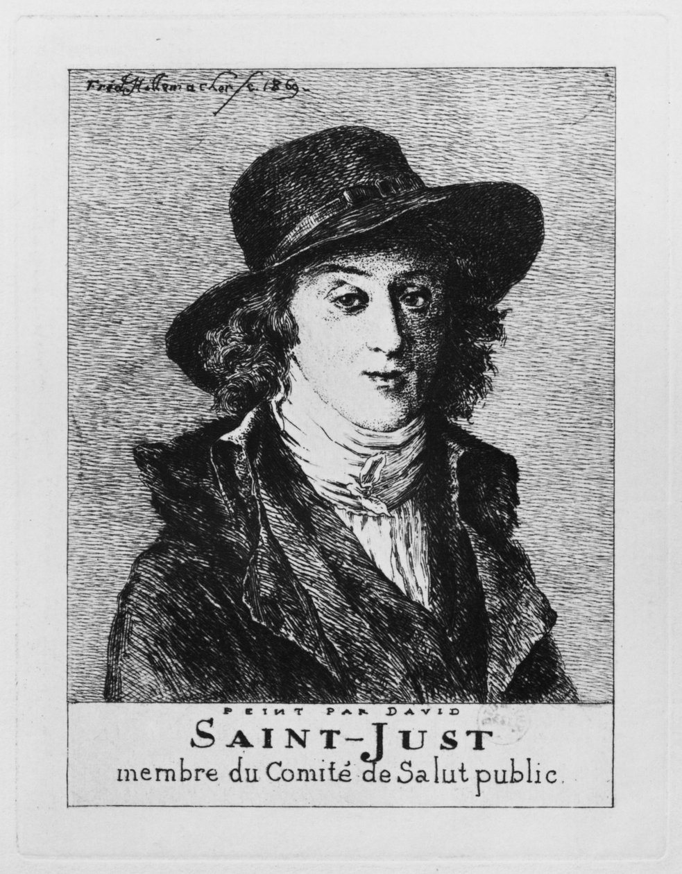 Louis Antoine León de Saint-Just, gravado por Frederic Desire Hillemacher (1811-1886) 1869 de Jacques Louis David