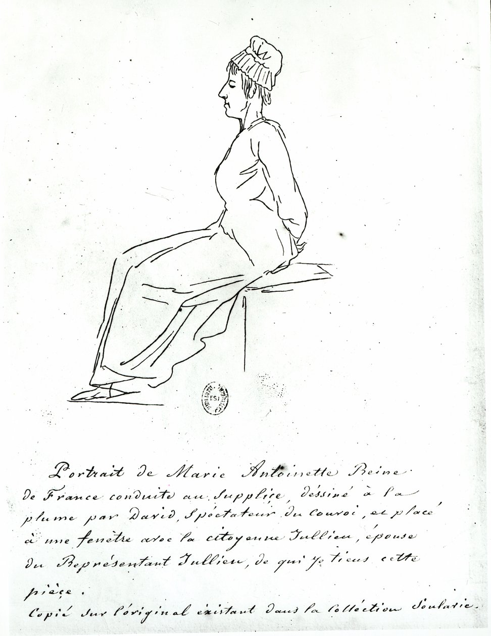 Maria Antonieta (1755-93) a caminho de sua execução, 1793 de Jacques Louis David
