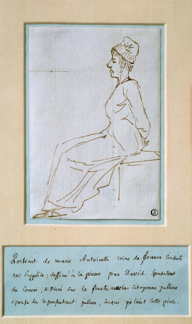 Maria Antonieta levou à tortura (1755 - 1793). Desenho de Jacques Louis David (1748 - 1825) de Jacques Louis David