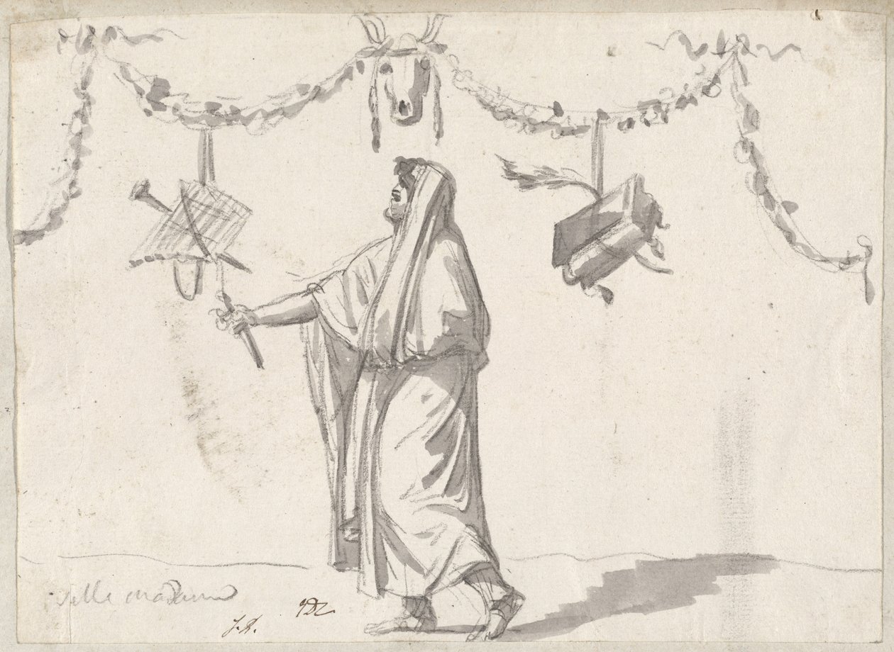 Ornamento com um homem barbudo em vestido antigo de Jacques Louis David
