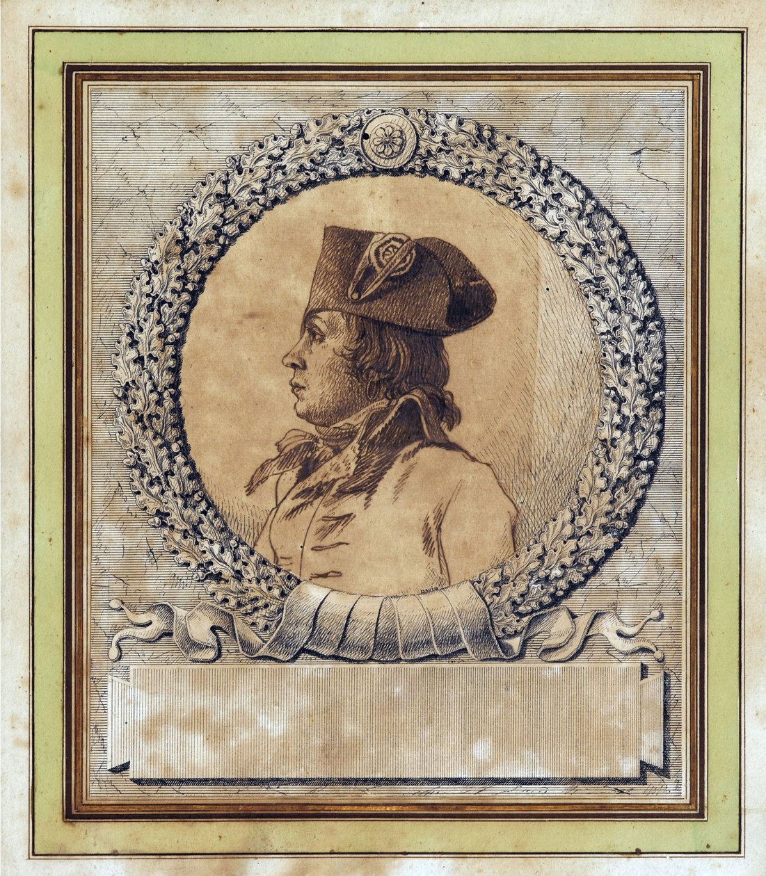 Philippe Francois Joseph Le Bas - Retrato de Philippe-Francois-Joseph Le Bas (1764-1794) de Jacques Louis David (1748-1825), c. 1793 - Caneta, pincel, tinta indígena sobre papel, D 15,2 - Coleção Particular de Jacques Louis David