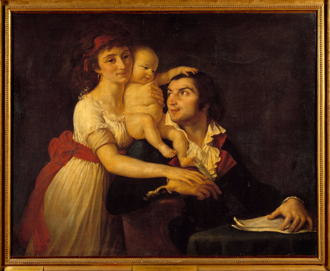 Retrato de Camille Desmoulins (1760-1794) sua esposa Lucile (1771-1794) e seu filho Horace Camille (1792-1825) Pintura de Jacques Louis David (1748-1825) Sol do século XVIII. 1x1,23 m. Versailles, Museu Chateau de Jacques Louis David