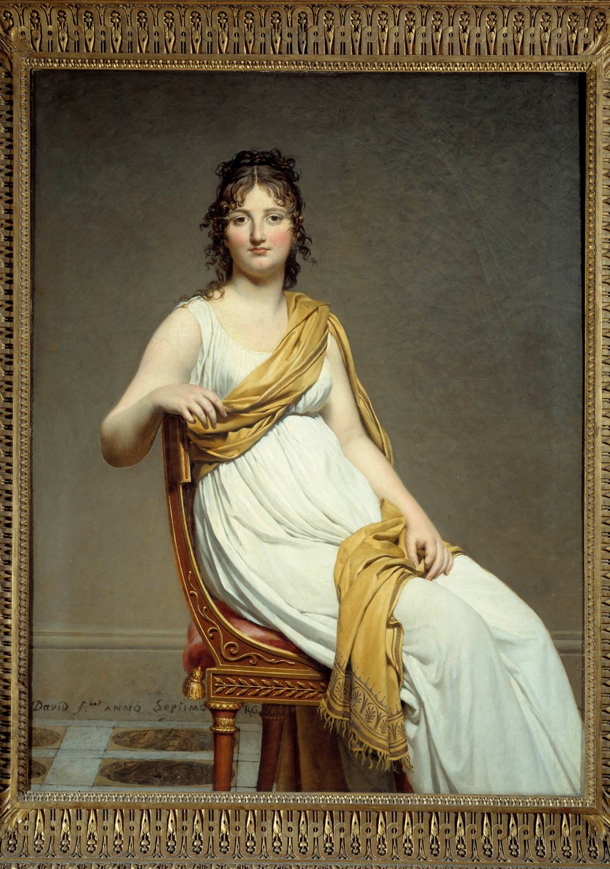 Retrato de Madame Raymond Verninac (1780-1827) Irmã de Eugene Delacroix Pintura de Jacques Louis David (1748-1825) 1799 Sol. 1,45 x 1,12 m. Musee du Louvre, Paris - Retrato de Madame Raymond de Verninac (1780-1827), irmã de Eugene Delacroix. Paintin de Jacques Louis David
