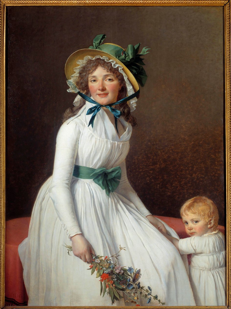 Retrato de Madame Seriziat, irmã da esposa do artista com seu filho Emile Painting de Jacques Louis David (1748-1825) 1793 Sun. 1,31x0,96 m Paris musee du Louvre - Retrato de Madame Seriziat, irmã da mulher da artista com seu filho Emile. Pintura de Jacques Louis David