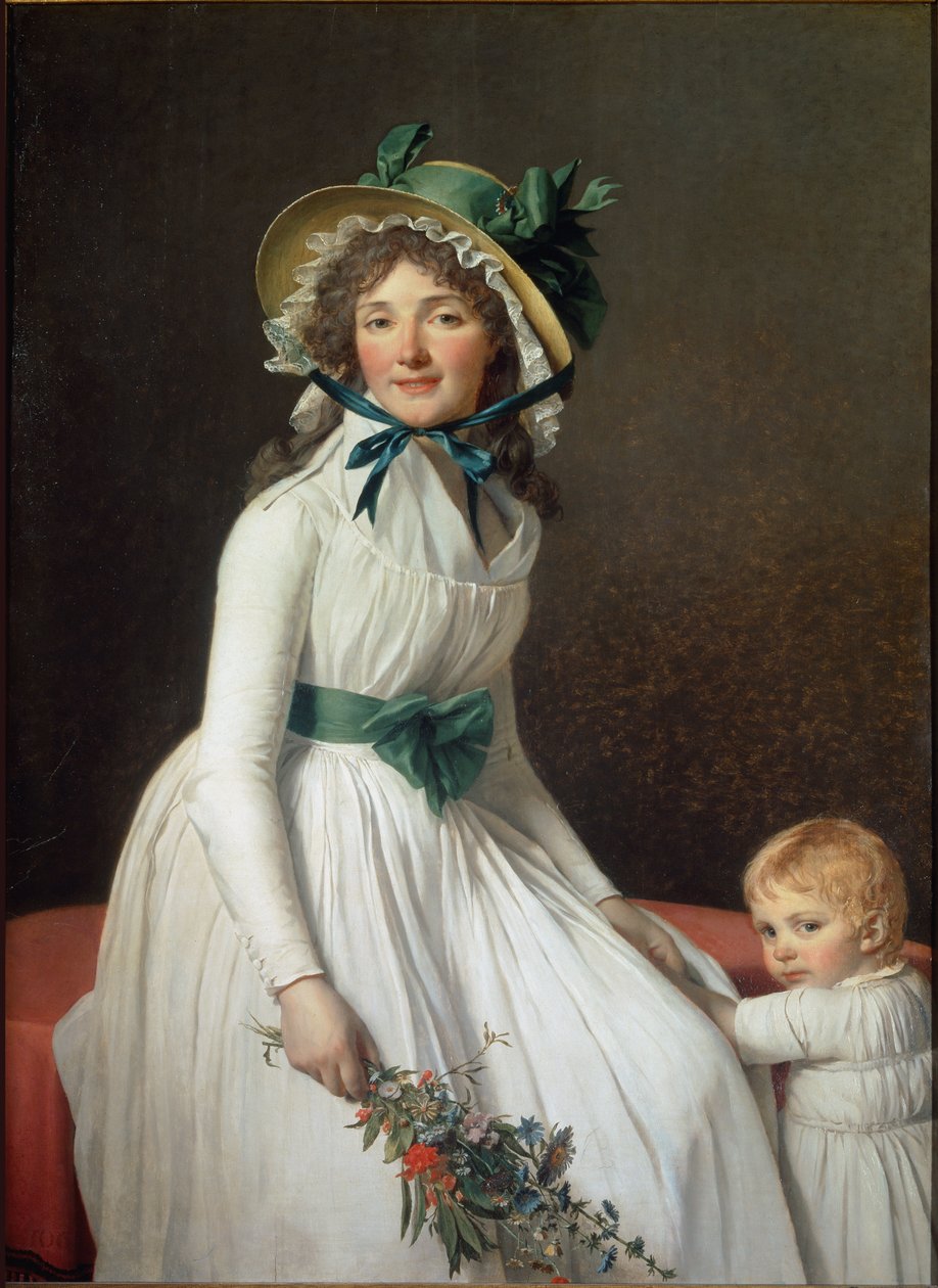 Retrato de Madame Seriziat, irmã da mulher da artista com o filho Emile - óleo sobre tela de Jacques Louis David