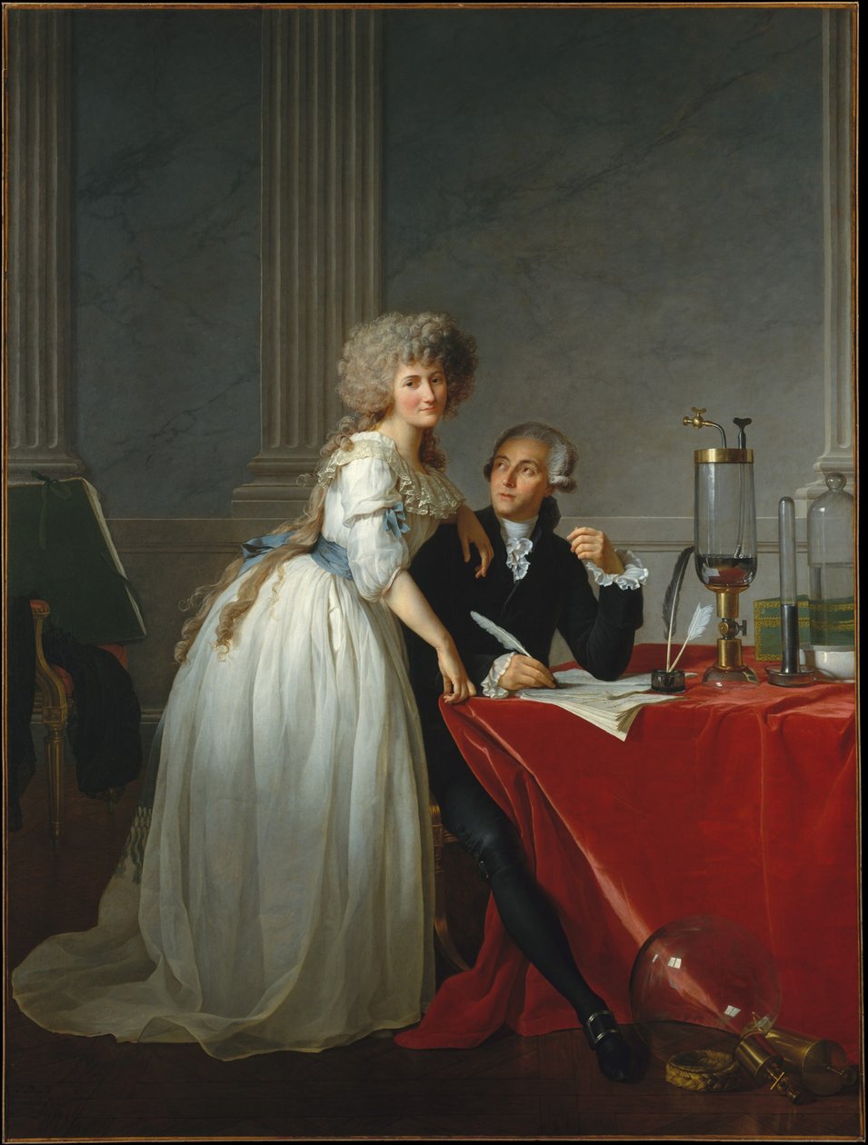 Retrato de Monsieur de Lavoisier e sua esposa, químico Marie-Anne Pierrette Paulze de Jacques Louis David