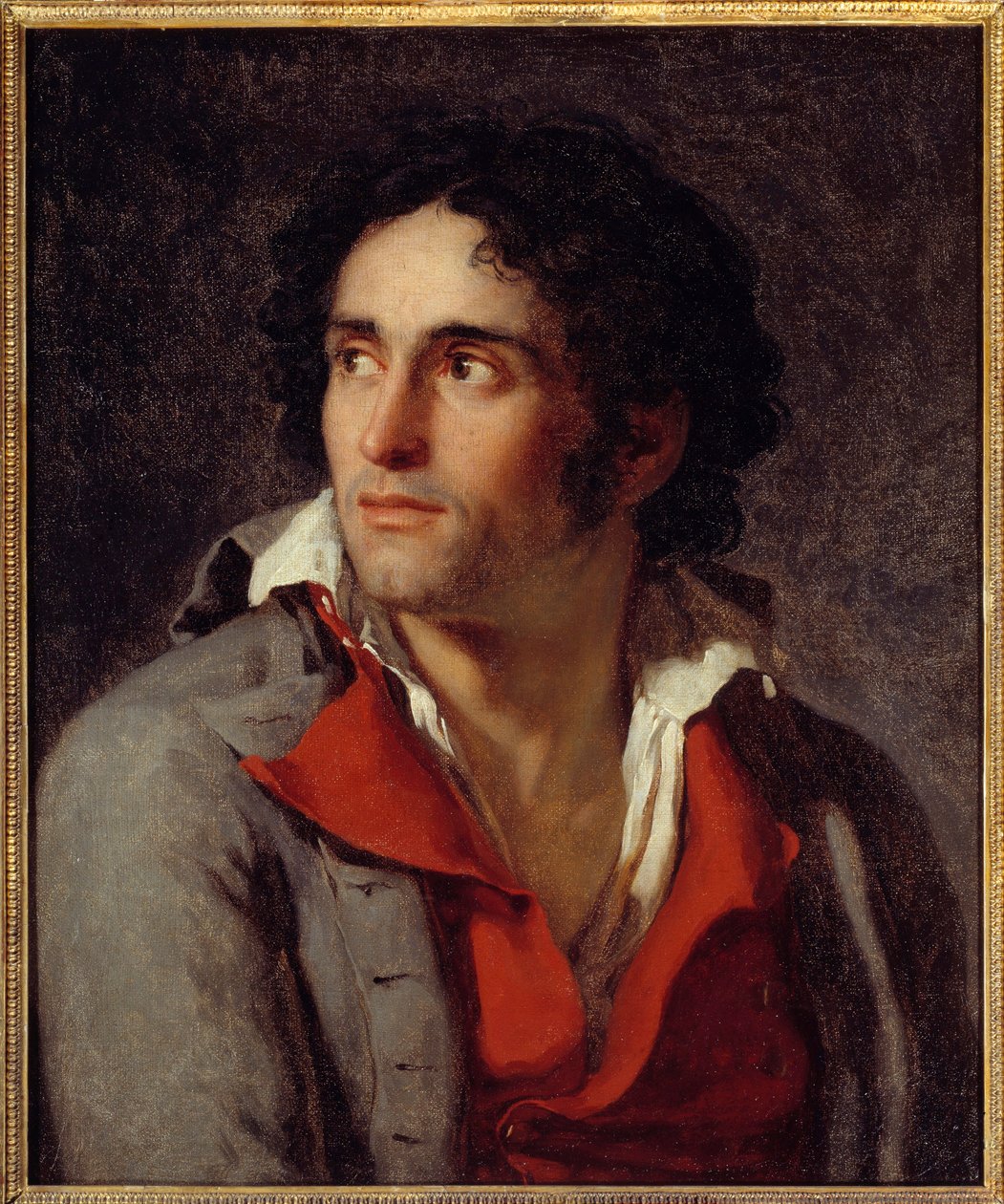 Retrato presumido do geolier do pintor Jacques Louis David permaneceu na prisão após a queda de Robespierre em 1794. Pintura atribuída a Jacques Louis David (1748-1825) 1795 aproximadamente. Sol. 0,54x0,46 m Rouen, musee des Beaux Arts de Jacques Louis David