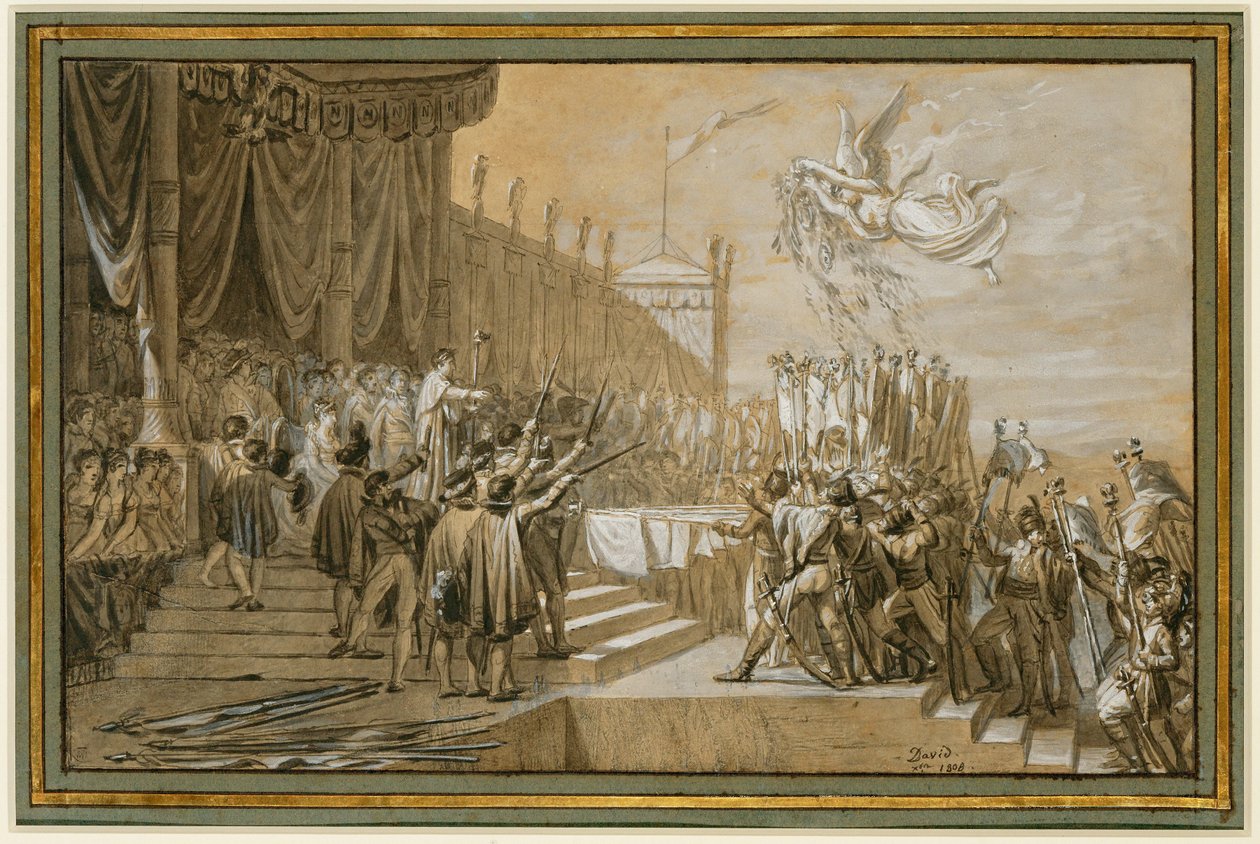 Sermão proferido pelo Exército ao Imperador após a distribuição de ... de Jacques Louis David