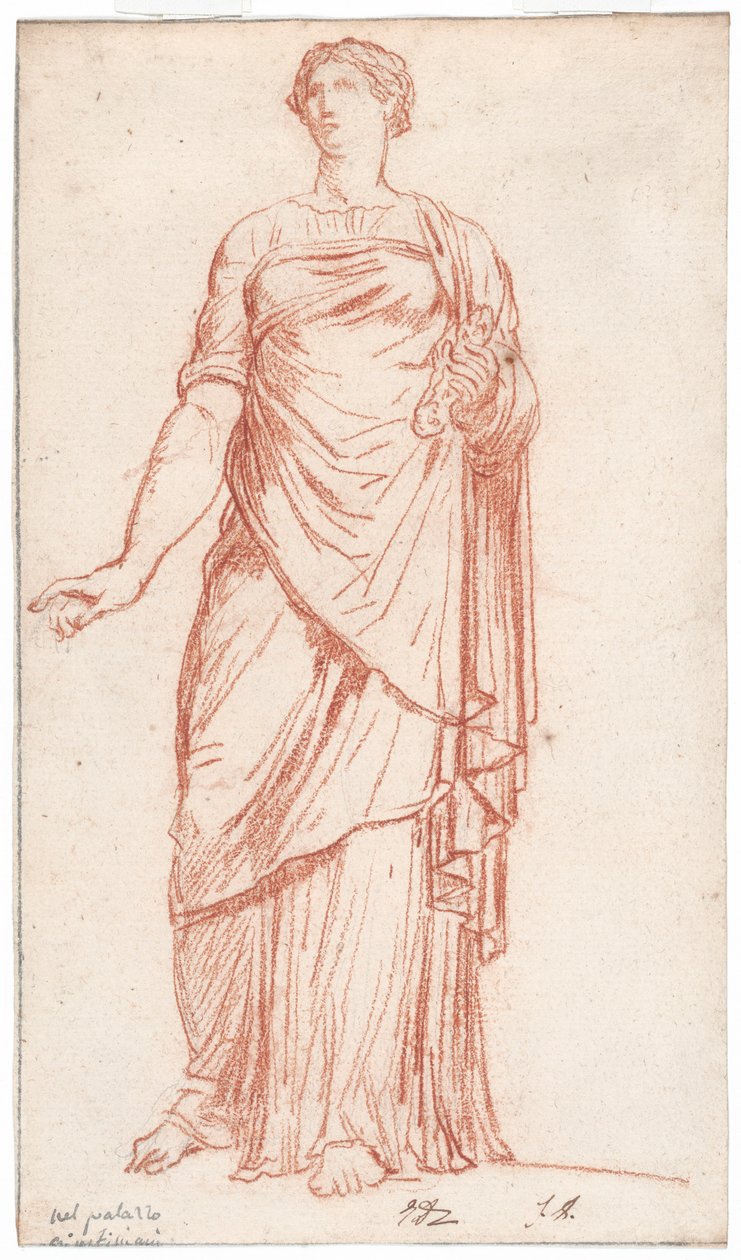 Estátua da Flora vista de frente, no Palazzo Giustiniani, Roma de Jacques Louis David