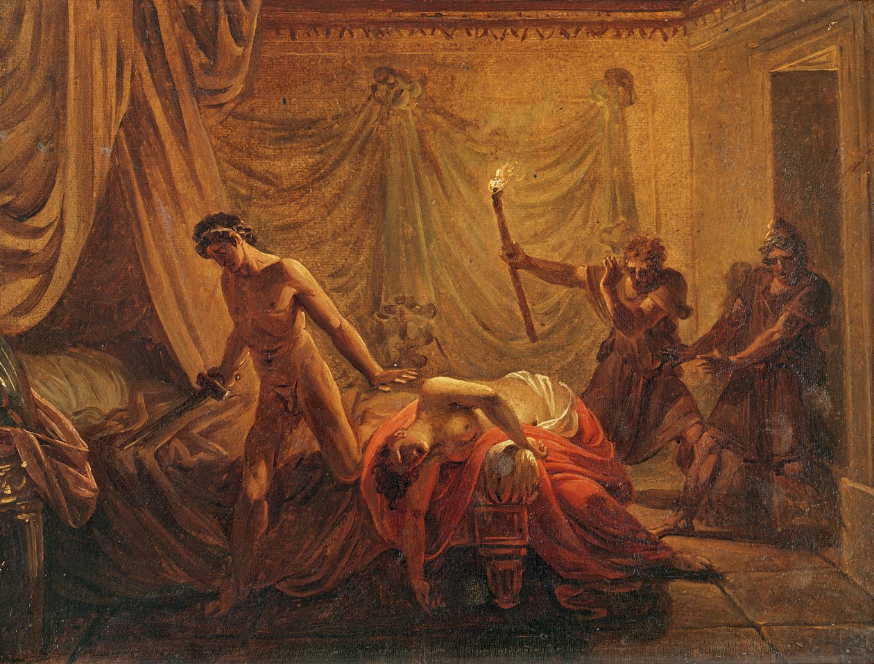 A morte de Cleonice (óleo sobre tela montado em madeira) de Jacques Louis David