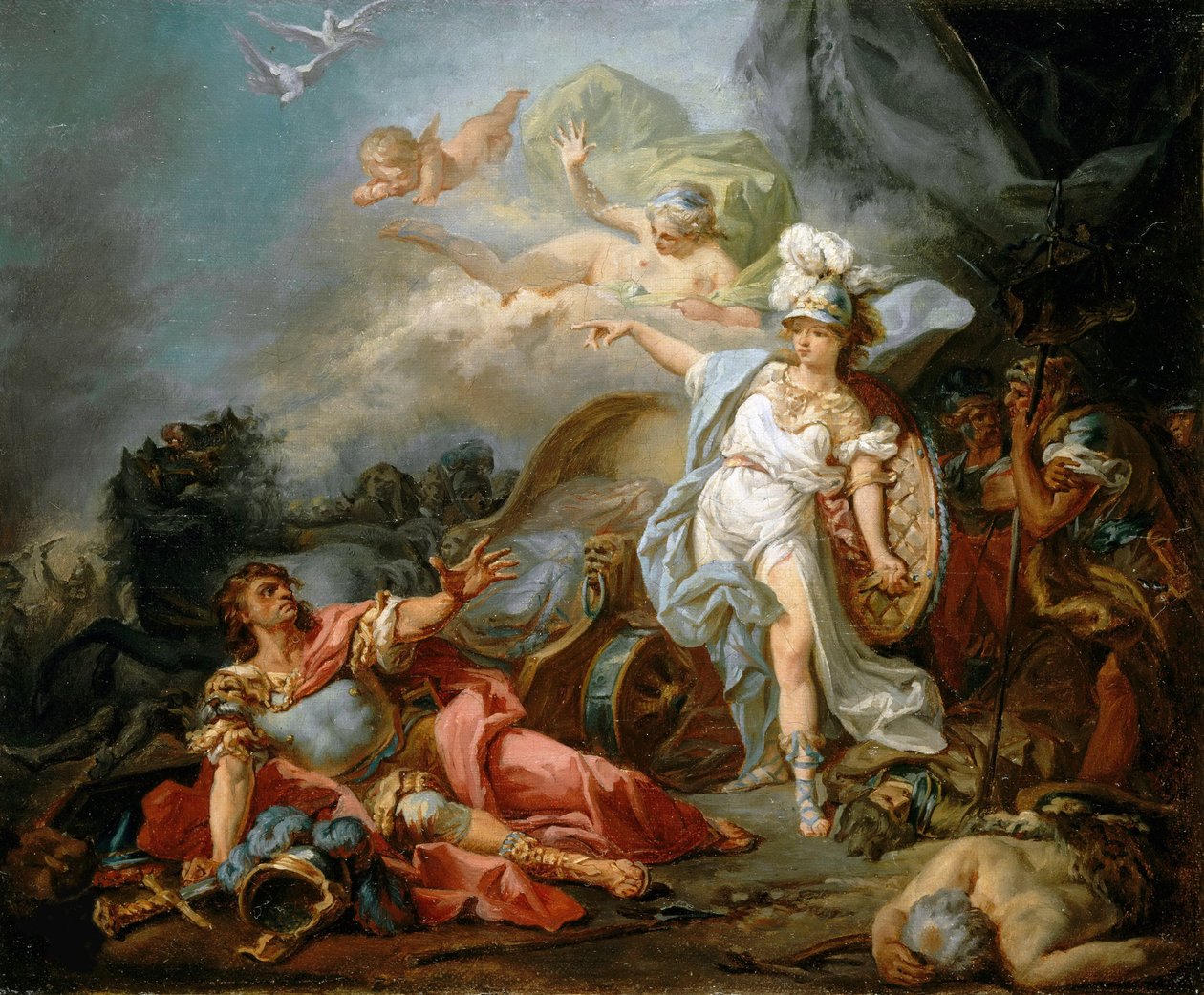 A luta entre Marte e Minerva, ca 1771. de Jacques Louis David