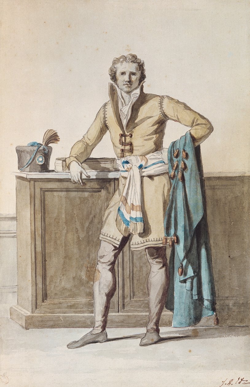 O cidadão francês (caneta e tinta e aquarela sobre papel) de Jacques Louis David