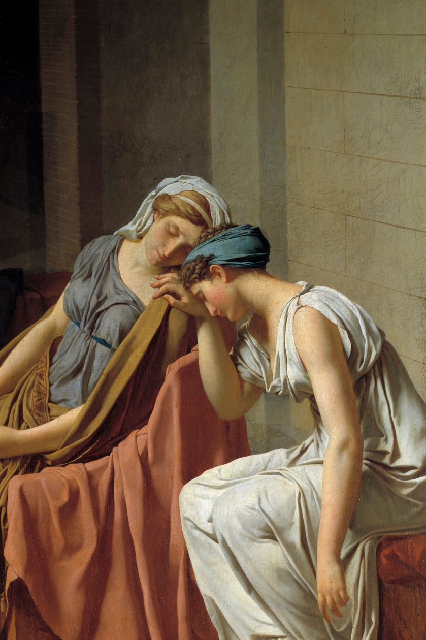 O juramento dos Horaces Detail representando mulheres desmaiou de dor. Pintura de Jacques Louis David (1748-1825) 1784 Sol. 0,26x0,37 m de Jacques Louis David