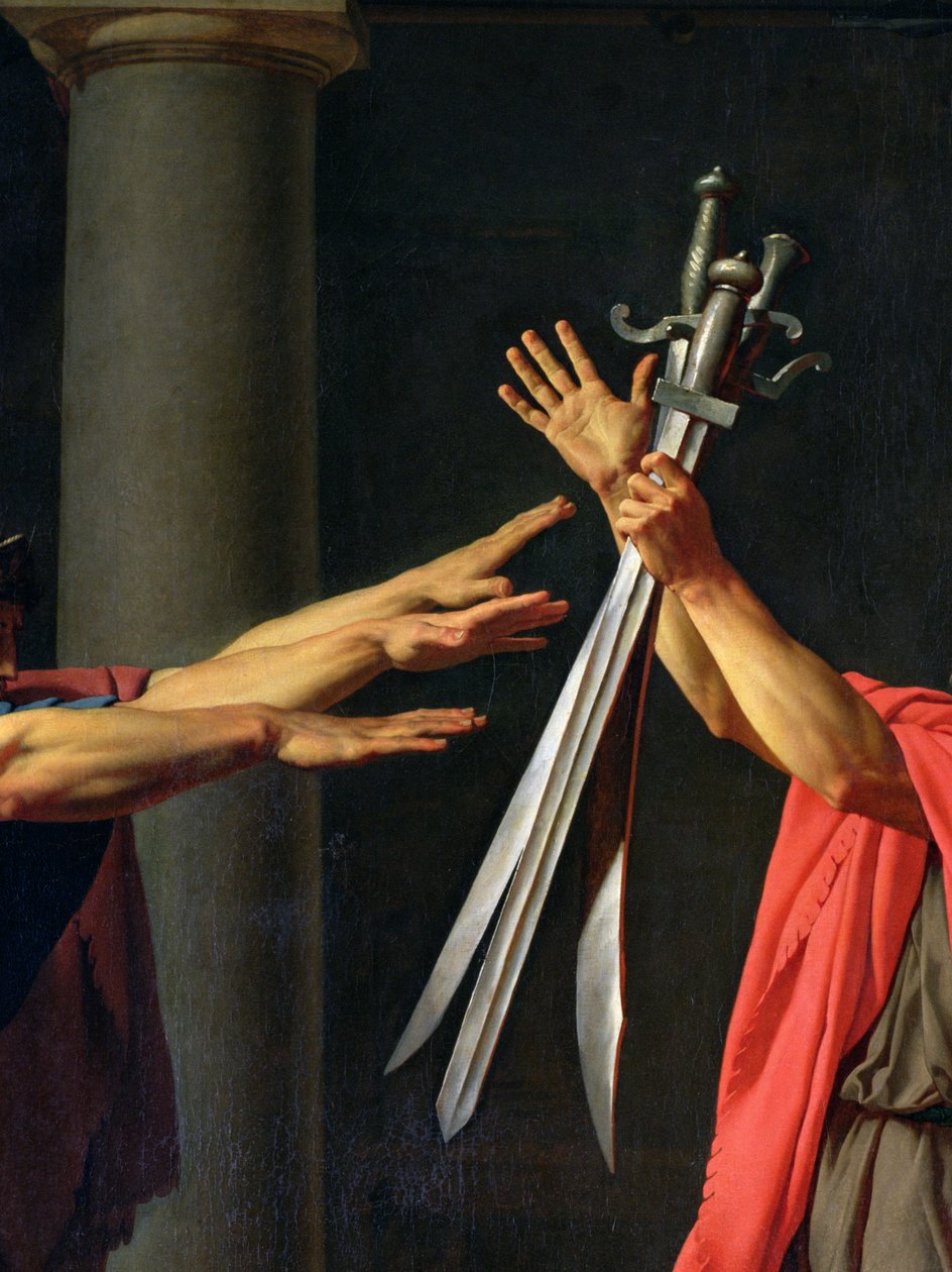 O juramento de Horatii, 1784 óleo sobre tela detalhe de 2290 de Jacques Louis David