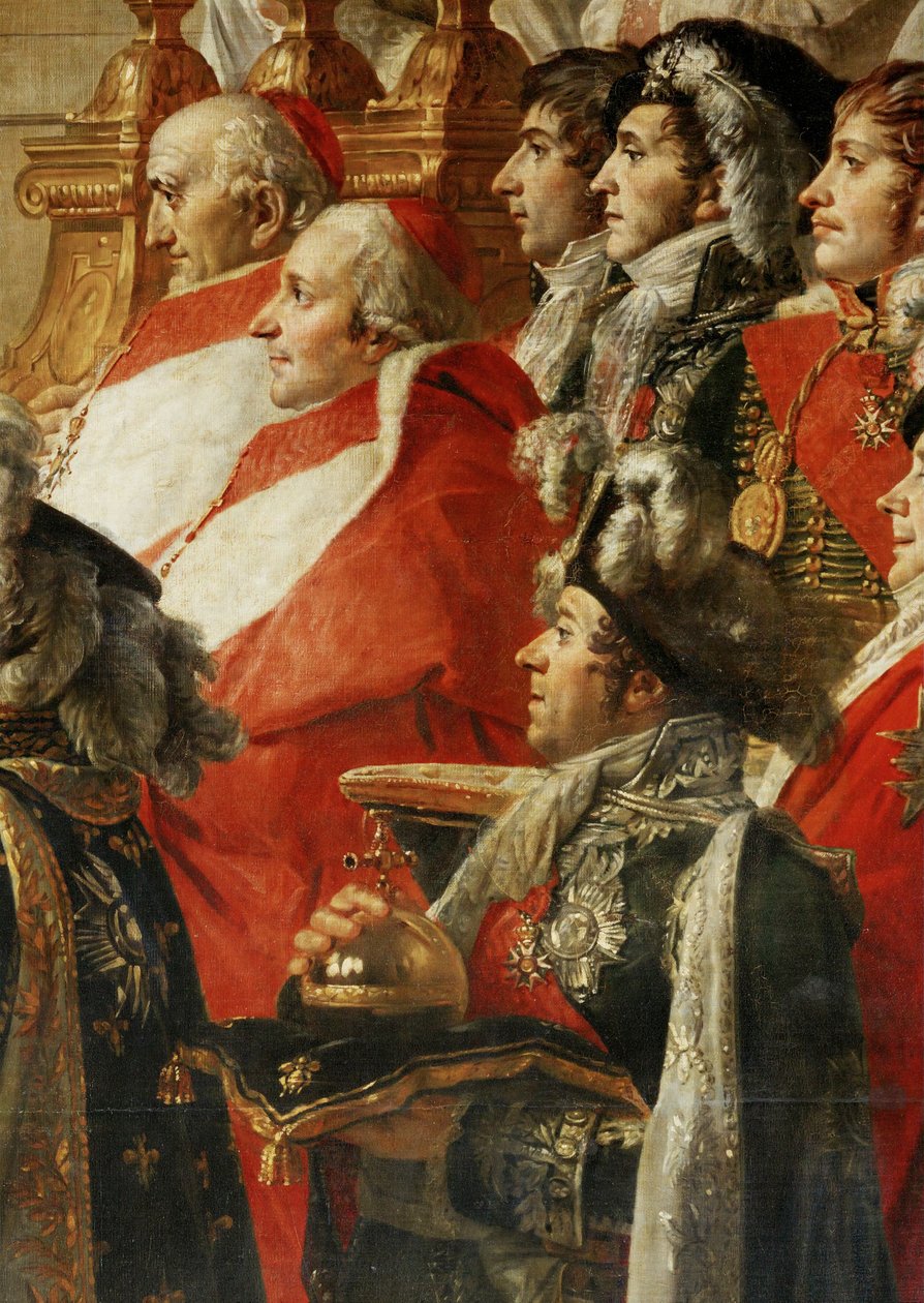 A coroação de Napoleão I pelo Papa Pio VII na Catedral de Notre-Dame de Paris ... de Jacques Louis David