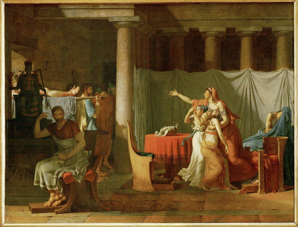 Os lictores trazem a Brutus os corpos dos seus filhos mortos ... de Jacques Louis David