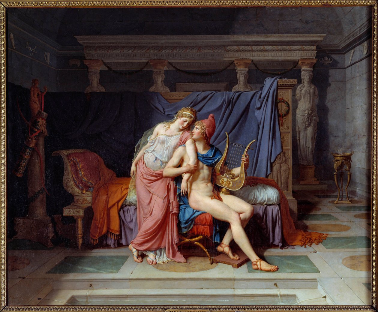 O amor de Paris e Helene. Pintura de Jacques Louis David (1748-1825) de Jacques Louis David