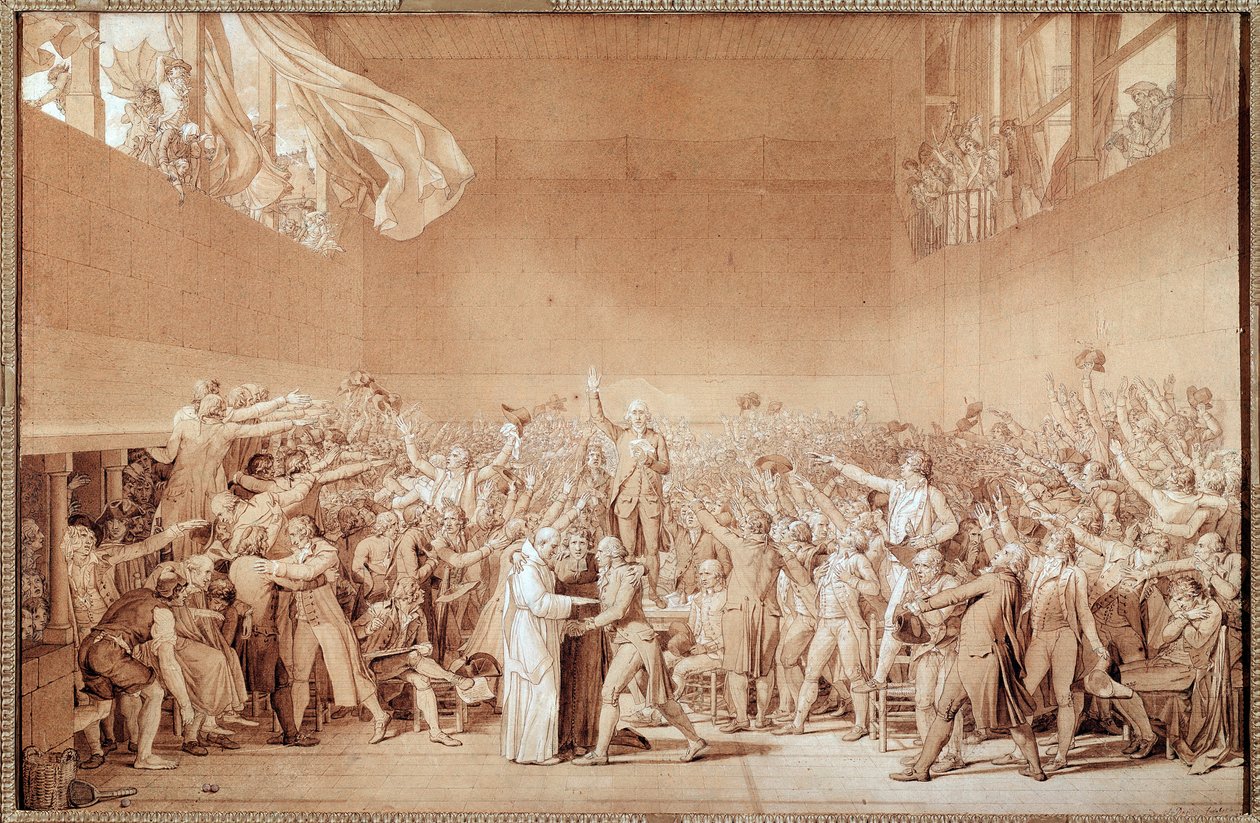 O juramento do Tribunal de Ténis (desenho preparatório de Jacques Louis David