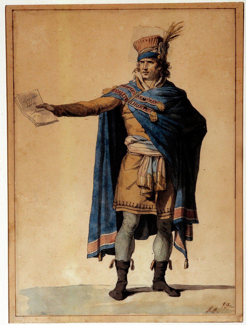 O representante do povo em exercício O personagem encarna o homem da justiça e da ordem pública durante a Revolução Francesa. Aquarela de Jacques Louis David (1748-1825) 1789 Paris, Musee Carnavalet de Jacques Louis David