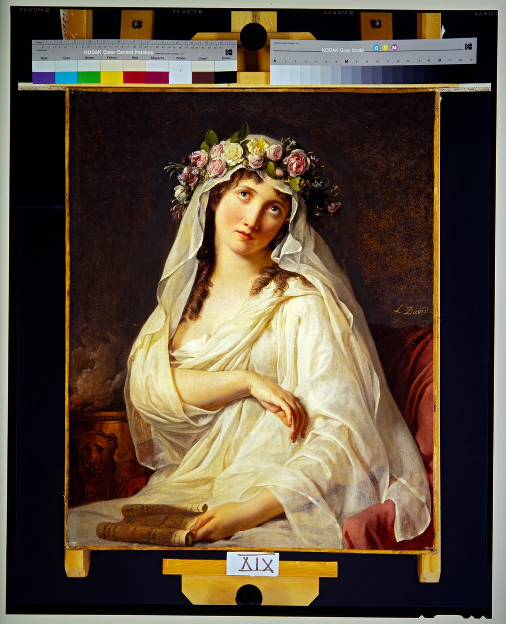 Vestal coroada de flores (tela) de Jacques Louis David