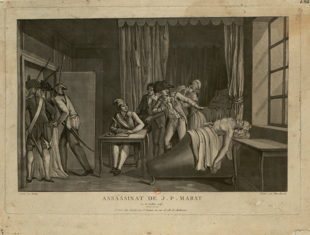 O Assassinato de Jean-Paul Marat, 1793. de Jacques Marchand