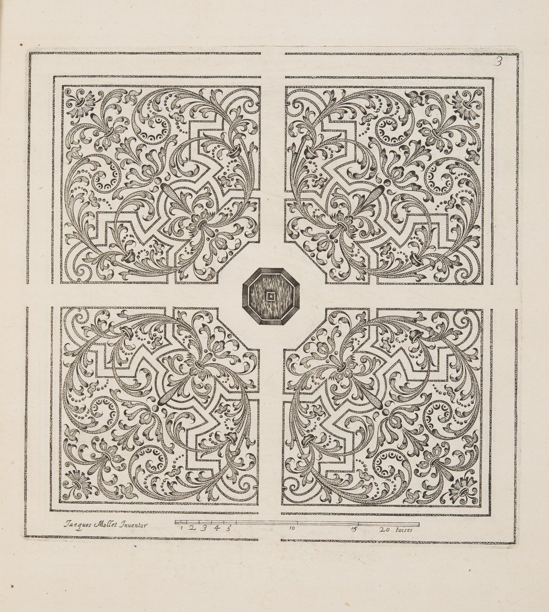 Design para Parterre, do Theatre des Plans et Jardinages, pub.1652 (gravura) de Jacques Mollet