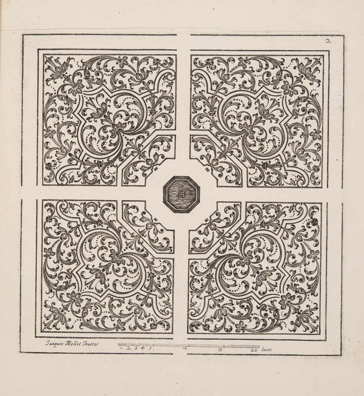 Design para Parterre, do Theatre des Plans et Jardinages, pub.1652 (gravura) de Jacques Mollet