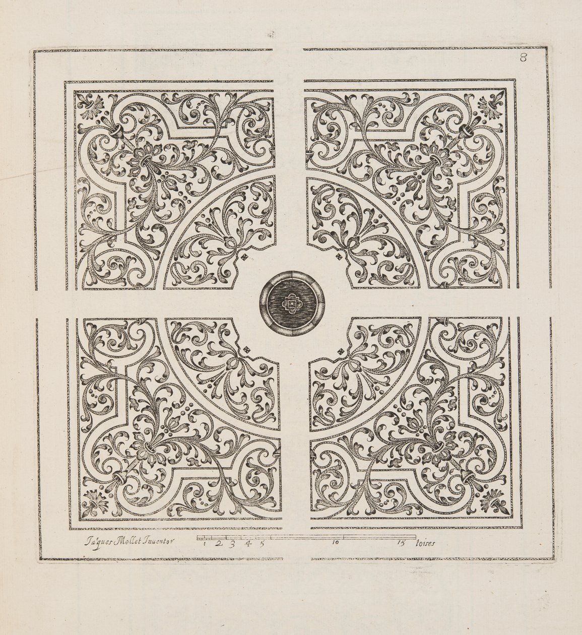 Design para Parterre, do Theatre des Plans et Jardinages, pub.1652 (gravura) de Jacques Mollet