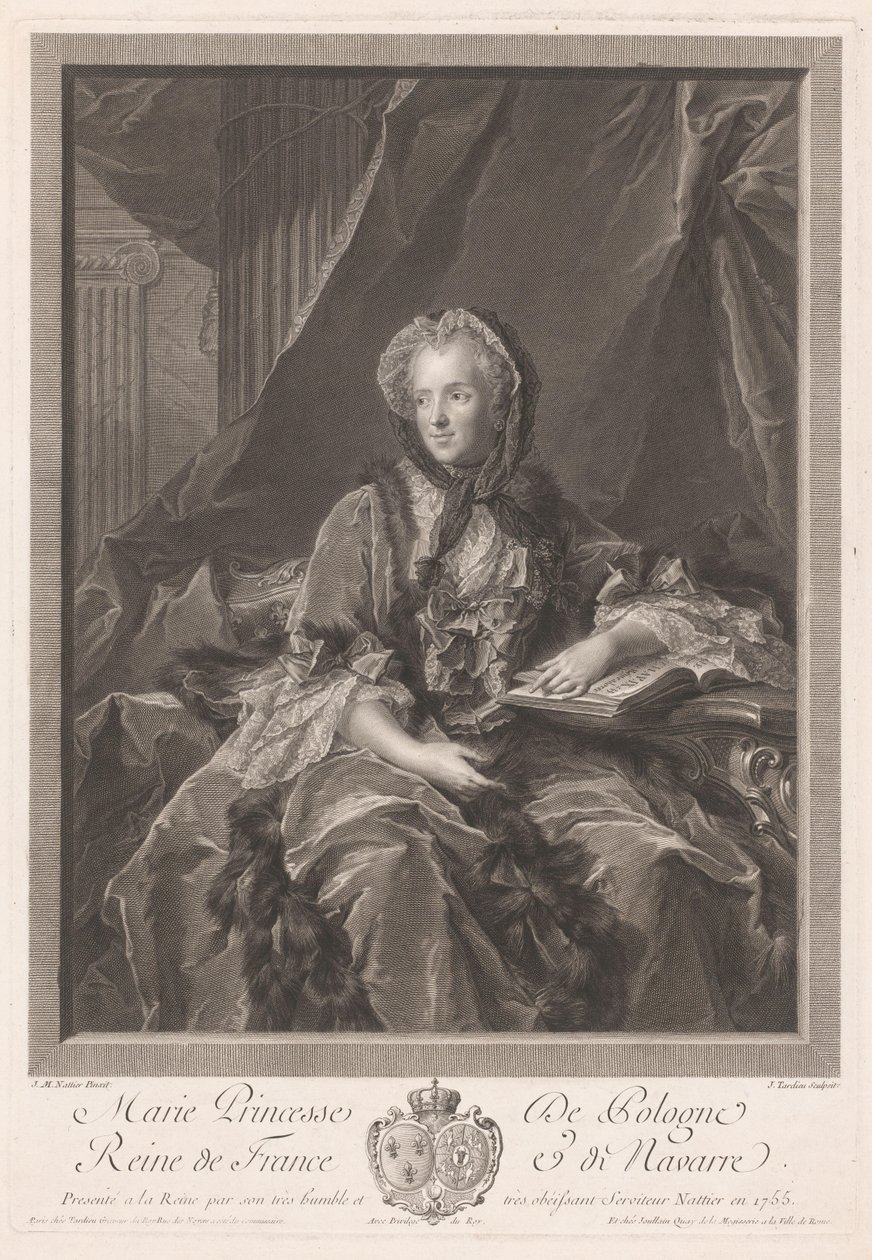 Retrato da Rainha Maria Lesczinska de Jacques Nicolas Tardieu