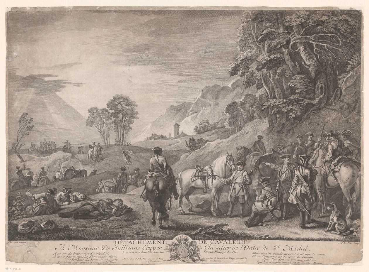 Cavalaria em ferrugem
Destacamento de cavalaria (título sobre o objecto) de Jacques Philippe Le Bas