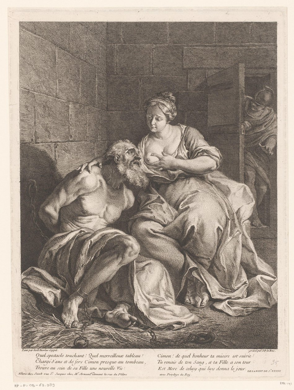 Cimon porta Pero gevoed (Caritas Romana) de Jacques Philippe Le Bas