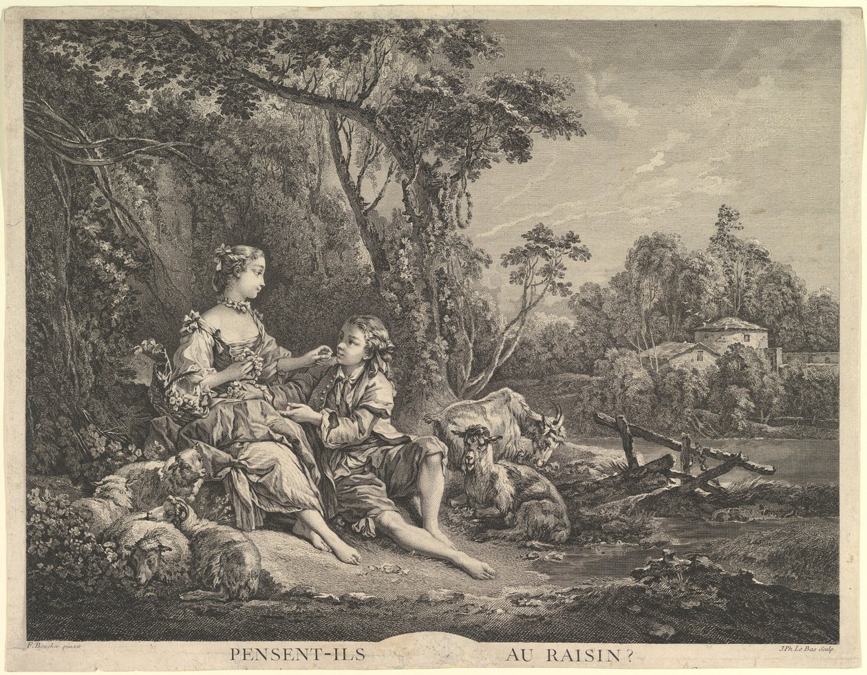 Pensant-ils au Raisin Estão Pensando na Uva, século XVIII. de Jacques Philippe Le Bas
