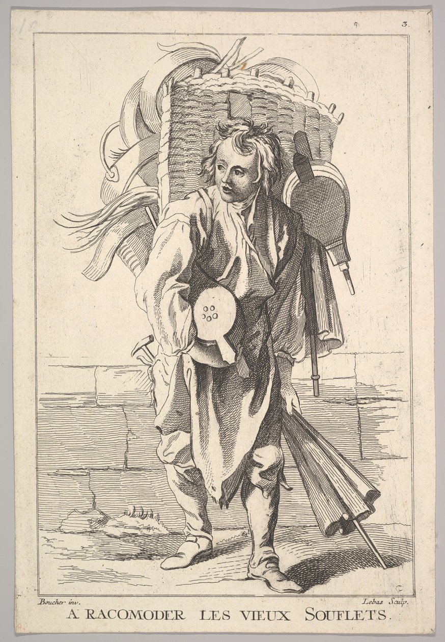 Cópia reversa de A Racomoder les Vieux Souflets Mend the Old Bellows, de Le Cri..., século XVIII. de Jacques Philippe Le Bas