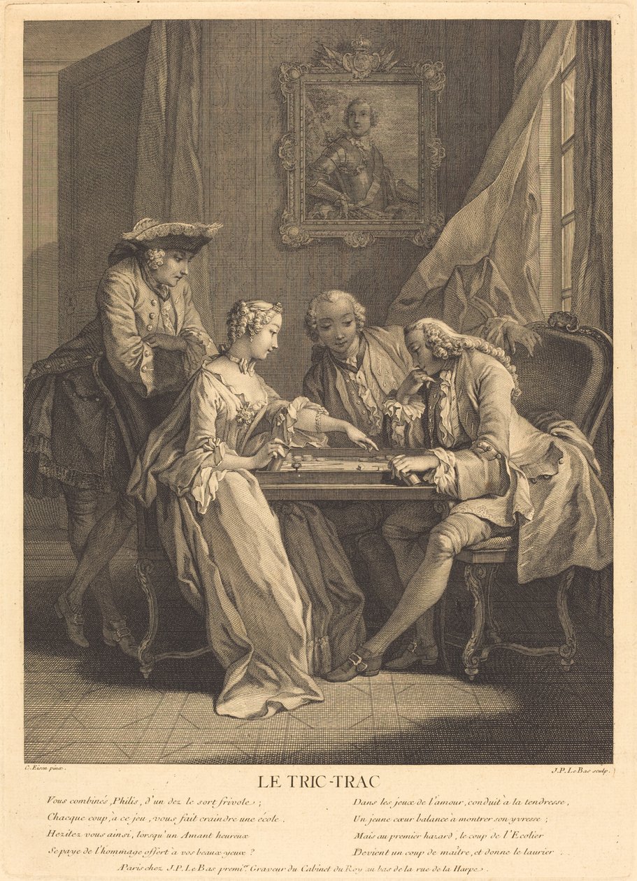 Le tric-trac de Jacques Philippe Le Bas after Charles Eisen