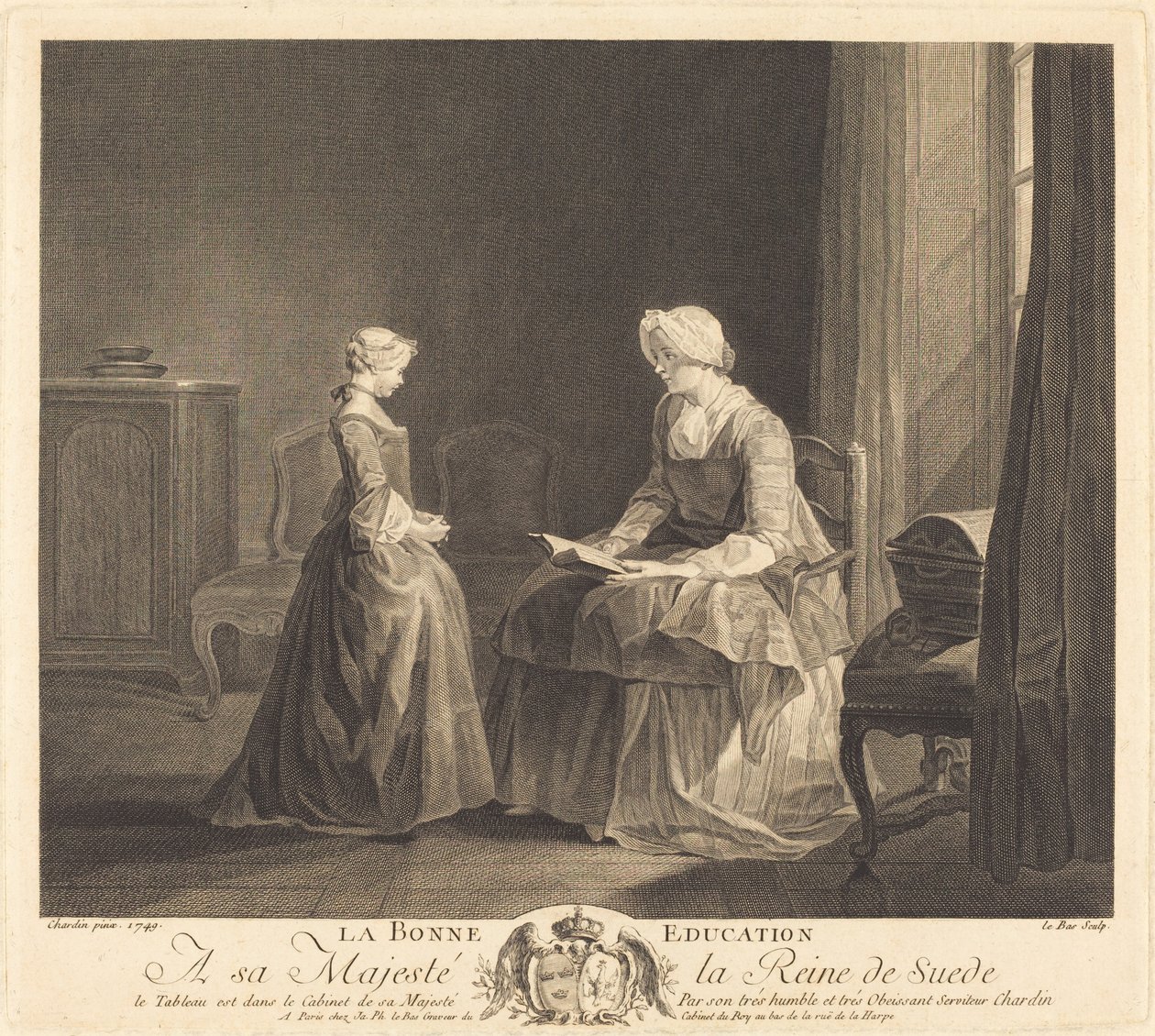 Educação La Bonne (A Boa Educação) de Jacques Philippe Le Bas after Jean Siméon Chardin