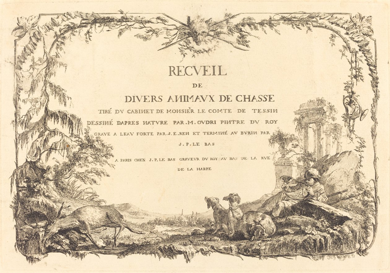 Folha de rosto de Jacques Philippe Le Bas and Jean Eric Rehn after Jean Baptiste Oudry