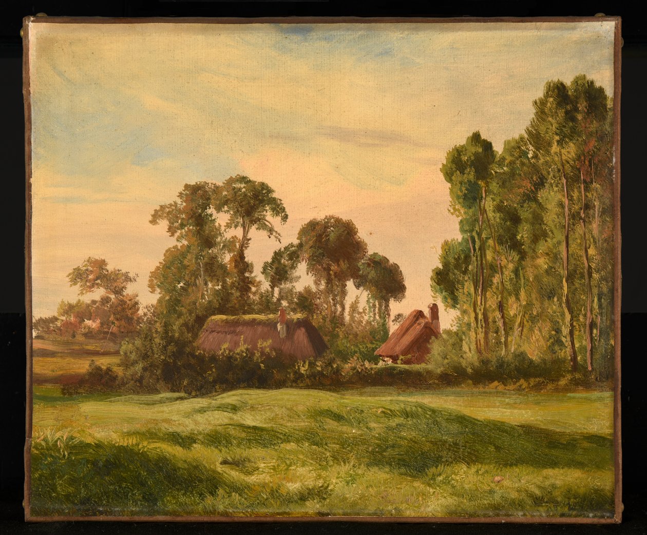 Paisagem com vista para uma quinta através das árvores de Jacques Raymond Brascassat