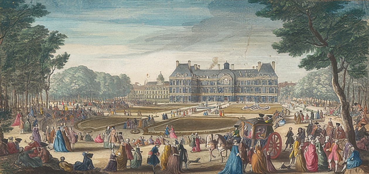 O Palais du Luxembourg em Paris, visto do jardim. 1729 de Jacques Rigaud