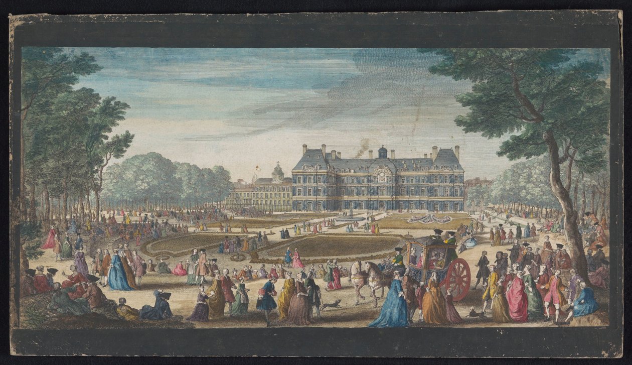 Vista do Palais du Luxembourg em Paris vista do jardim
Les promenades du Luxembourg (título sobre o objecto) de Jacques Rigaud