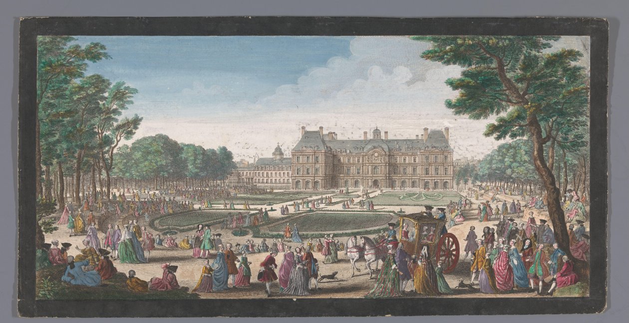 Vista do Palais du Luxembourg em Paris vista do jardim
Les promenades du Luxembourg (título sobre o objecto) de Jacques Rigaud