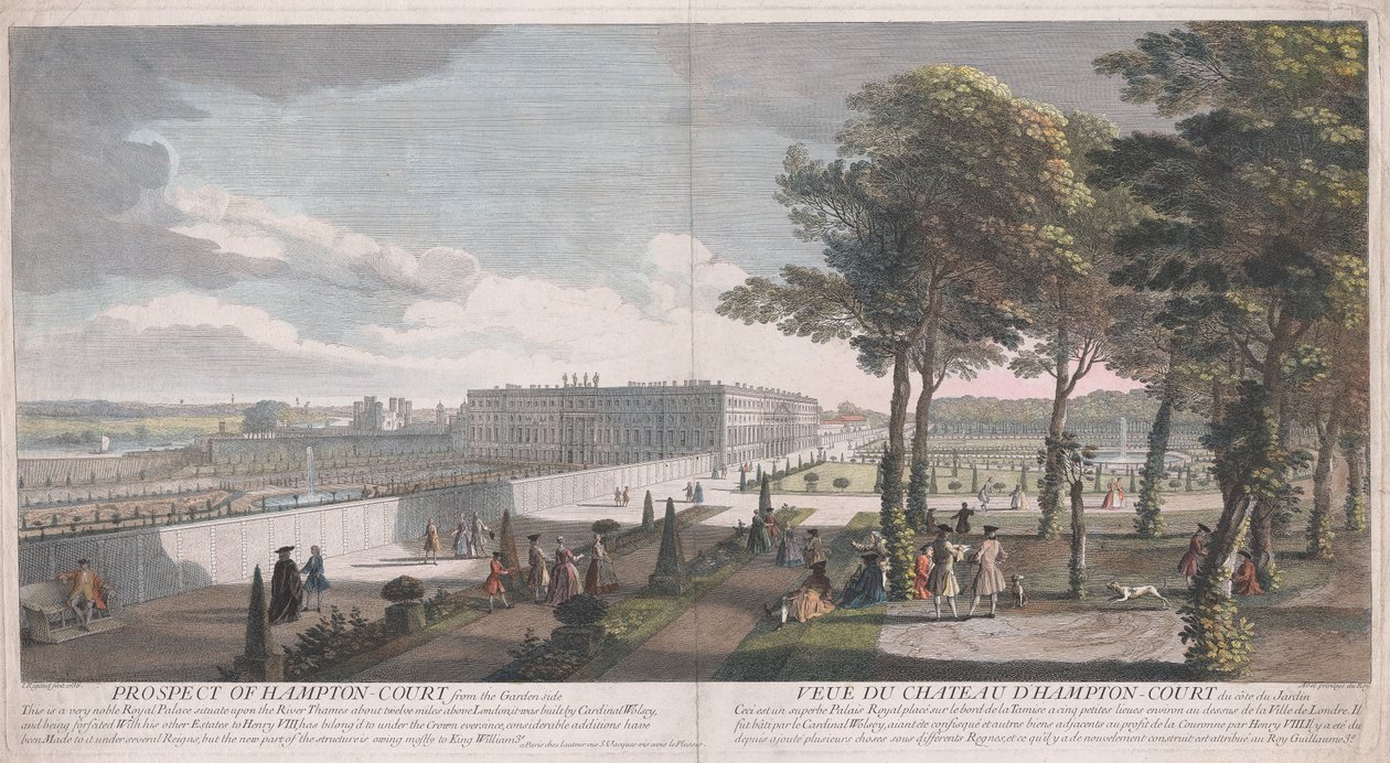 Vista de Hampton Court do lado do jardim de Jacques Rigaud