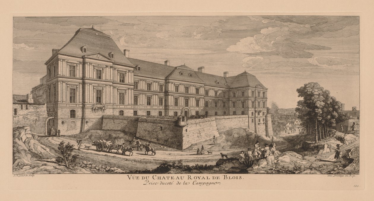 Vista do Castelo Real de Blois, tirada do lado da zona rural. de Jacques Rigaud