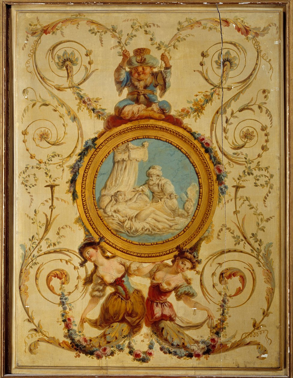 Painel decorativo do gabinete turco do Conde de Artois em Versalhes. Pintura sobre madeira de Jacques Rousseau (1630-1693) de Jacques Rousseau