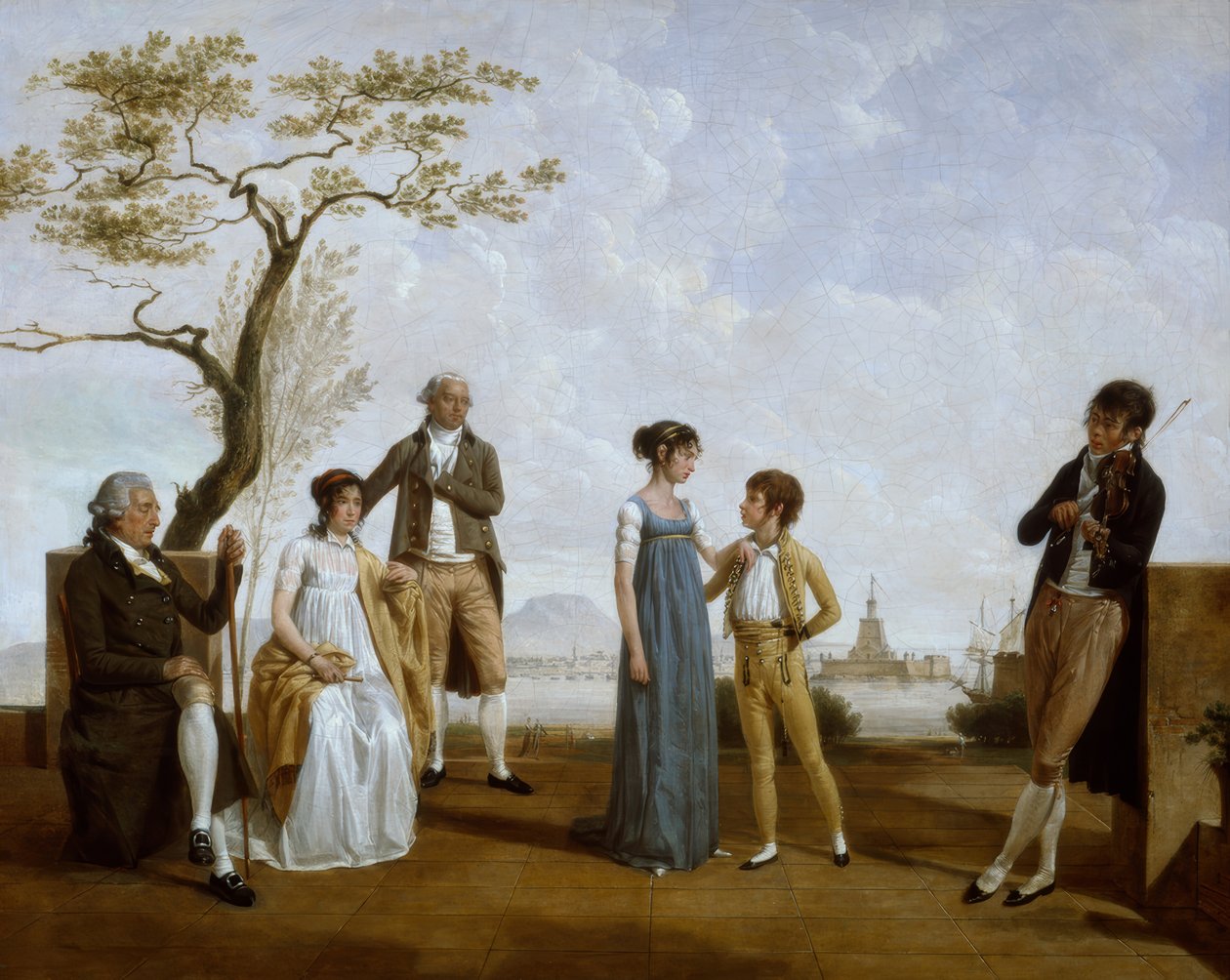 Fotografia de família em frente a um porto de Jacques Sablet